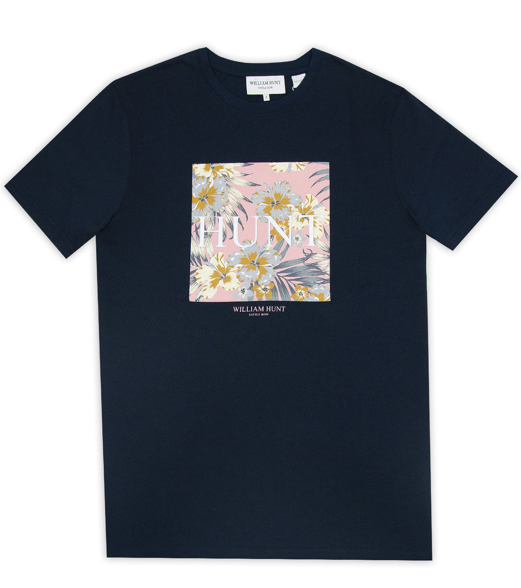 Navy Hunt Floral Print T-shirt