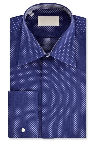 Navy with White Pin Dot Forward Point Collar Shirt