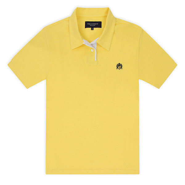 Yellow Piqué Polo Top with White Contrasting Insert