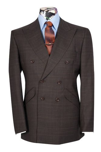 The Bentley Umber Brown Double Breasted Check Suit